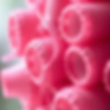 Detailed View of Pink Magic Hair Roller Design Close-up of pink magic hair rollers showcasing texture and design