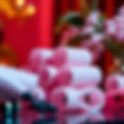 Elegant display of pink magic hair rollers arranged artistically