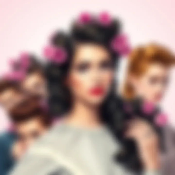 Diverse Hairstyles with Pink Magic Hair Rollers Variety of hairstyles achieved using pink magic hair rollers