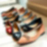 A collection of stylish ladies flats in various designs.