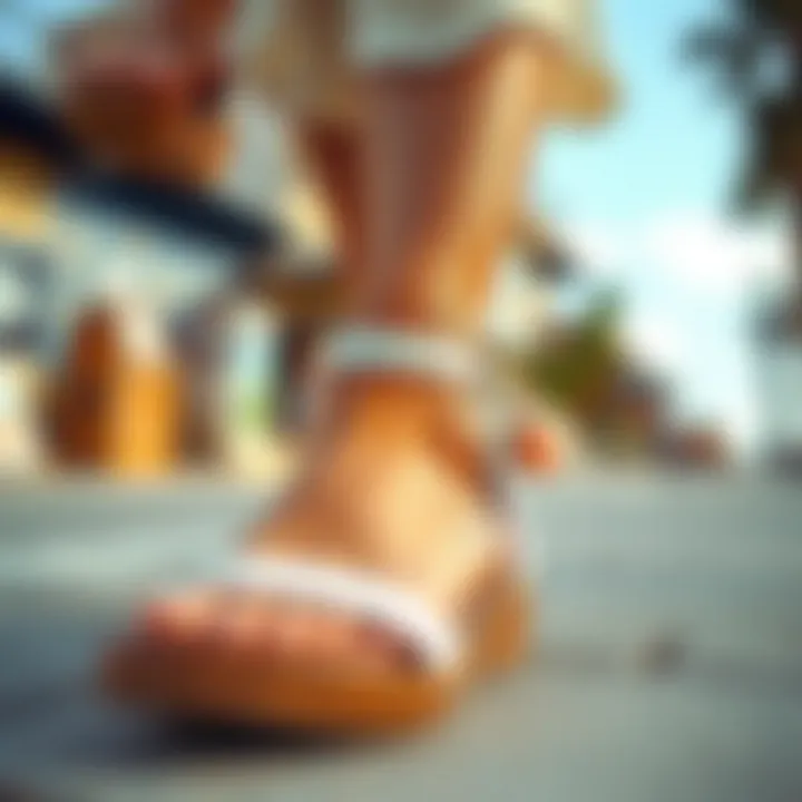 A fashionable pair of sandals paired with summer attire