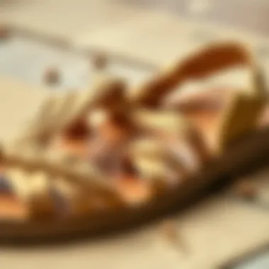 Close-up of sustainable materials used in sandal production