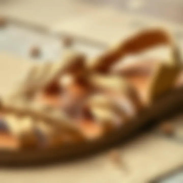 Close-up of sustainable materials used in sandal production