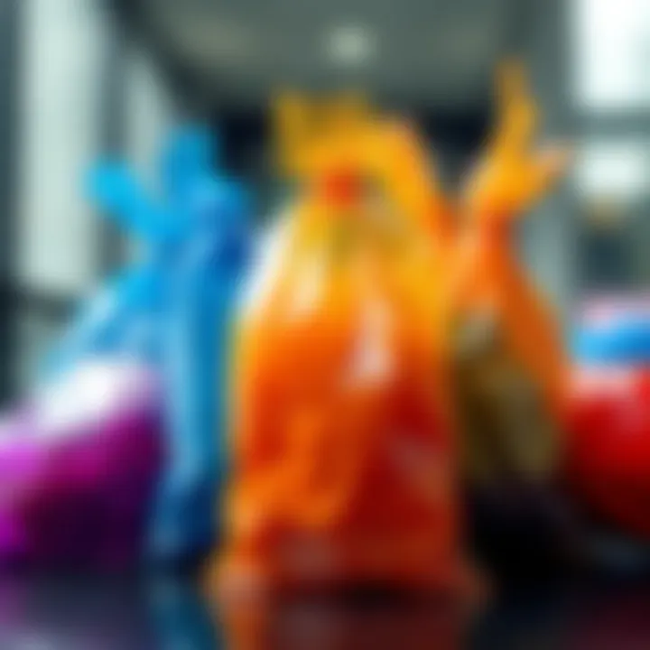 Aesthetic Appeal of Plastic Cello Bags in Fashion Artistic arrangement of vibrant plastic cello bags showcasing their aesthetic appeal in fashion.