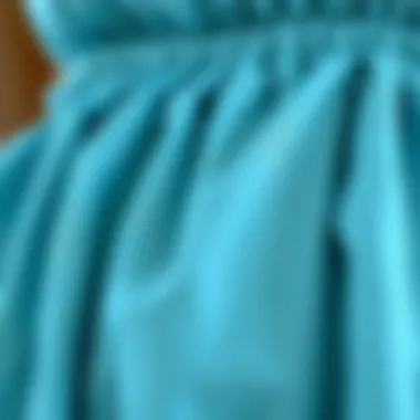 Feel the Comfort: Aqua Blue Fabric Details Close-up of fabric texture of an aqua blue dress