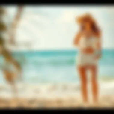 Casual ensemble featuring bandeau short set at beach