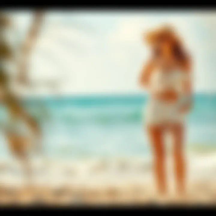 Casual ensemble featuring bandeau short set at beach