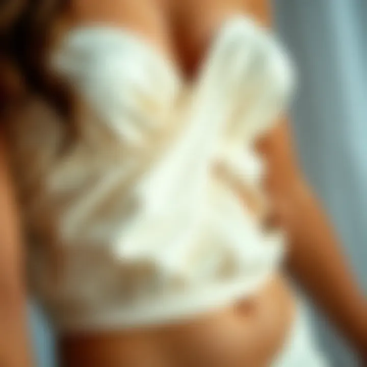 Close-up of bandeau short set fabric details