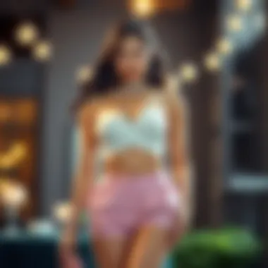 Bandeau short set accessorized for formal occasion