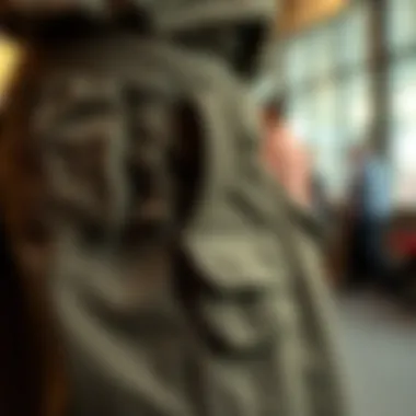 A close-up view of the fabric and design details of a belt cargo skirt