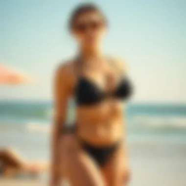 A stylish beach setting highlighting fashionable padded bikinis