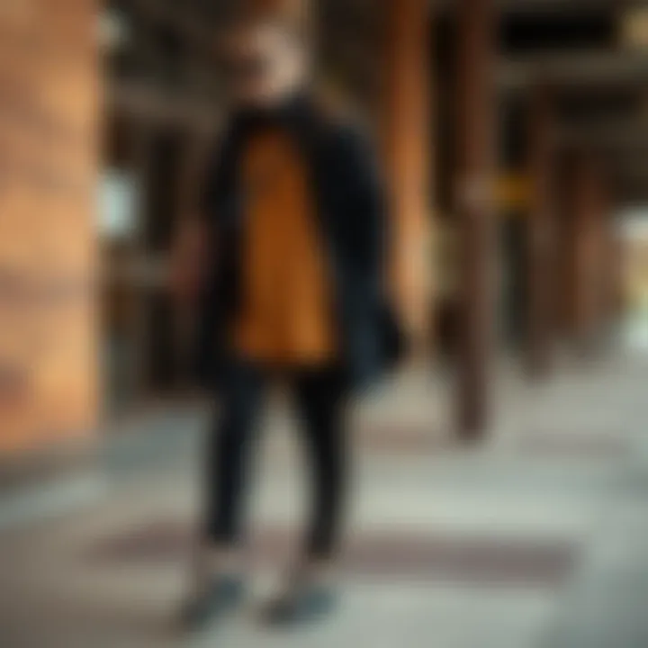 Stylish outfit featuring black pants with a side stripe paired with complementary pieces