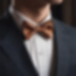 An elegant bow tie displayed on a tailored suit