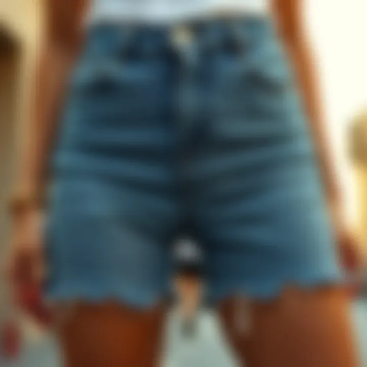 Diverse Design Variations in Buckle Jean Shorts Different design variations of buckle jean shorts