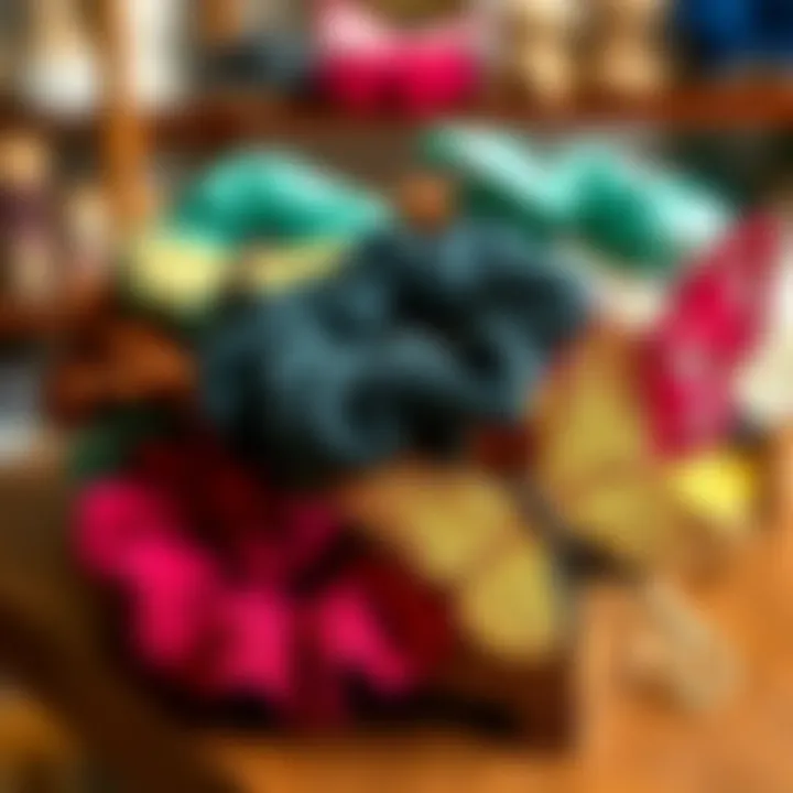 A collection of eco-friendly butterfly scrunchies on display.