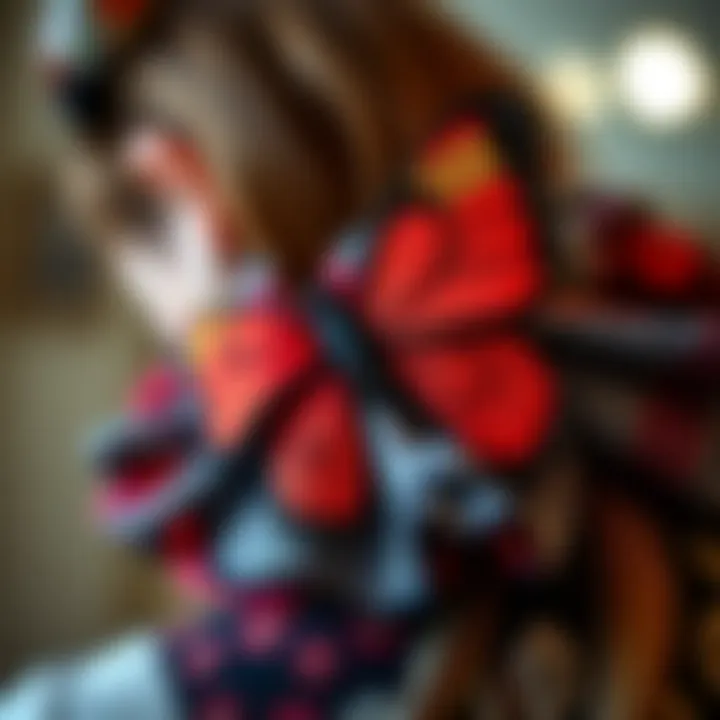 A vibrant butterfly scrunchie showcasing intricate patterns.