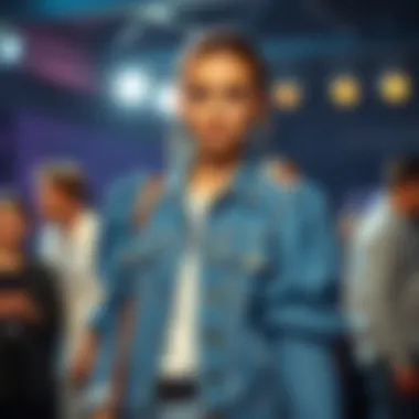 Celebrity Style: The Puff-Shouldered Trend Celebrity wearing a blue jean jacket with puff shoulders at an event