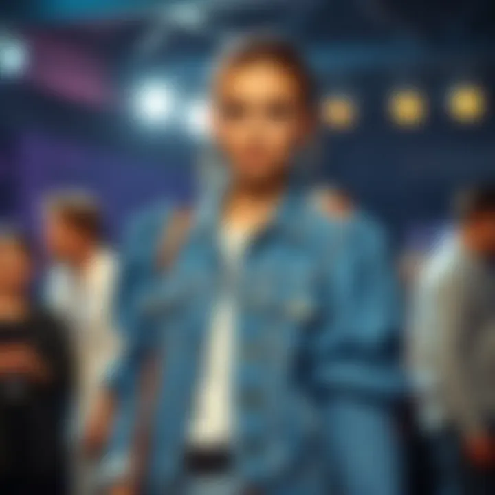 Celebrity Style: The Puff-Shouldered Trend Celebrity wearing a blue jean jacket with puff shoulders at an event