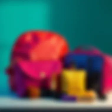 Color Coordination in Makeup Bags Color-coordinated makeup bags displayed stylishly