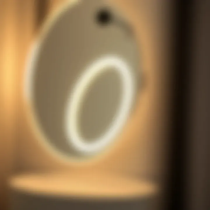 Close-Up of Innovative LED Technology Close-up view of the LED technology integrated into Amiro mirror enhancing illumination