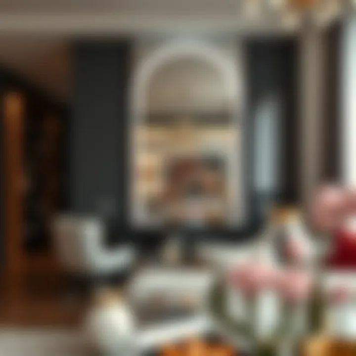 Chic Living Space with Amiro LED Mirror Reflection Amiro LED mirror reflecting stylish home decor and ambiance in a chic living space