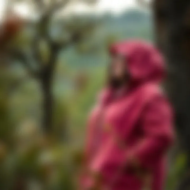 Stylish Plus Size Windbreaker in Nature Elegant plus size windbreaker with hood in a natural setting