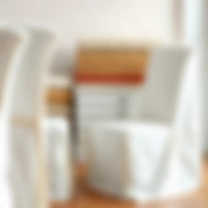 Variety of Fabrics for White Chair Slipcovers Variety of fabrics for white chair slipcovers displayed