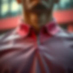 Close-up of a zipper collar polo shirt showcasing its unique design elements