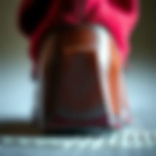 Close-up of a loafers heel pad, showcasing its texture and design.