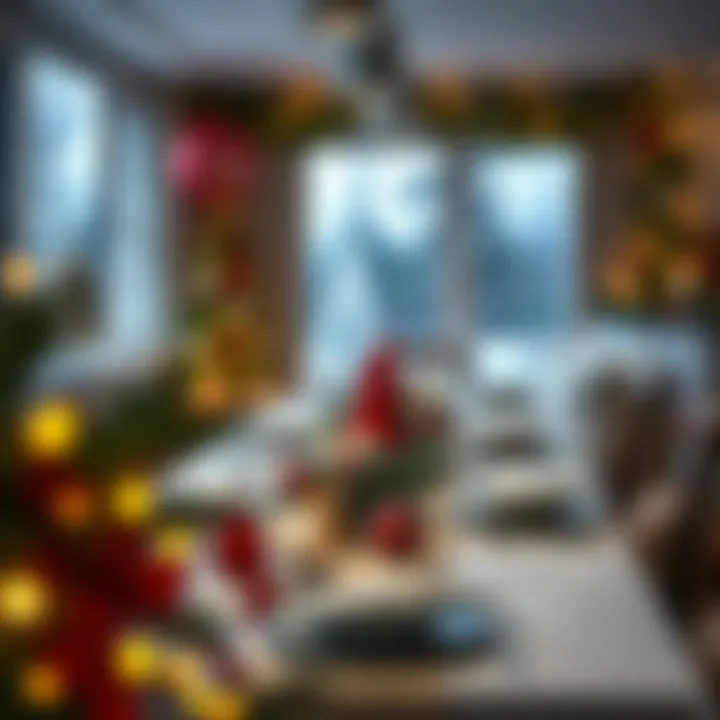 Festive Dining Table Setup A beautifully set dining table adorned with festive elements