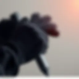 Close-up view of a curling iron glove showcasing its heat-resistant material