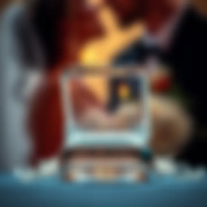 Elegant Glass Wedding Ring Box An elegant glass wedding ring box capturing a moment of love.