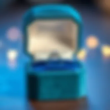 Luxurious Velvet Wedding Ring Box A luxurious velvet wedding ring box showcasing a diamond ring.