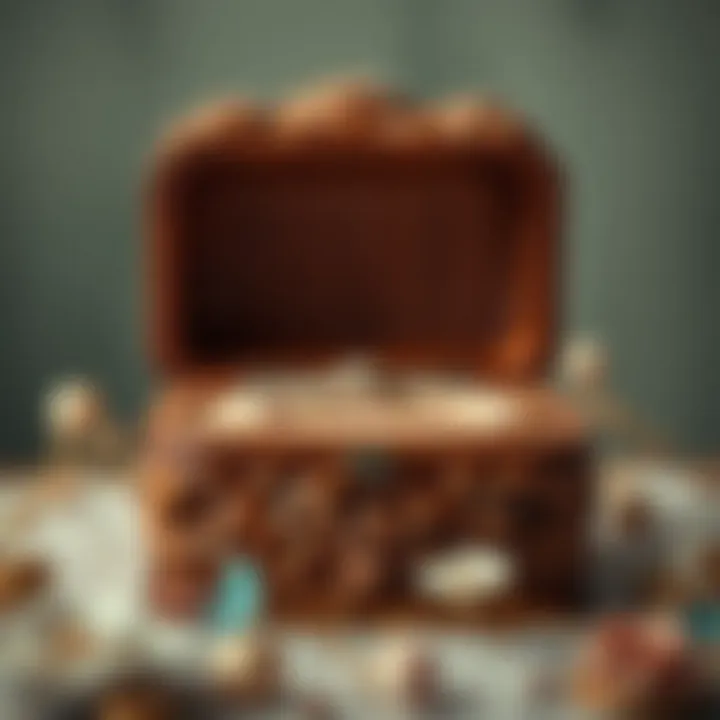 Intricately Designed Wooden Wedding Ring Box An intricately designed wooden wedding ring box with floral carvings.