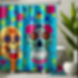 Colorful Sugar Skulls Design Vibrant Day of the Dead shower curtain featuring traditional sugar skulls