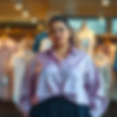 Diverse styles of plus size shirts displayed