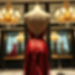 Elegant presentation of a backless deep V dress on a mannequin