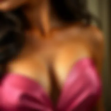 Close-Up of Luxurious Fabric Close-up of luxurious fabric used in backless deep V dresses