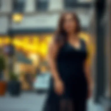 Chic Styling: Plus Size Fashion in Black Chic plus size model wearing a black dress top paired with a stylish skirt