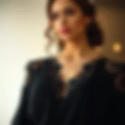 Elegant black dress top with intricate lace detailing