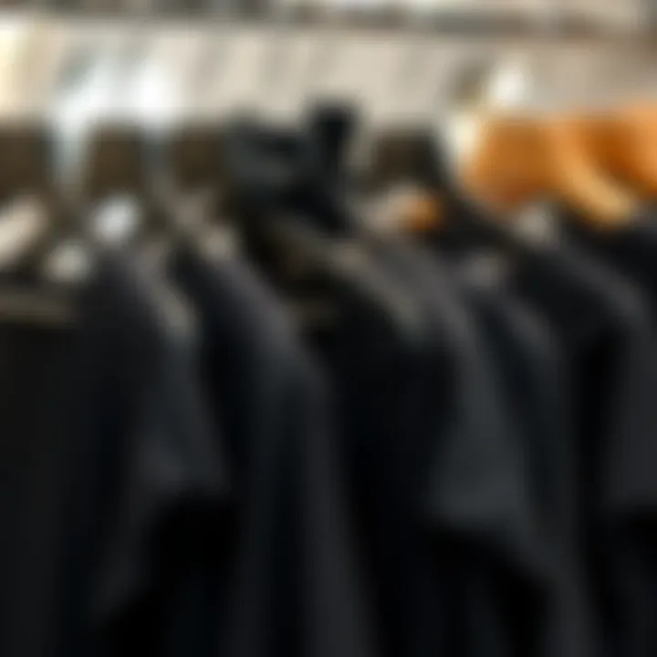 Diverse Styles: Showcase of Black Dress Tops Variety of black dress tops showcased on hangers