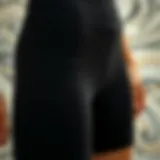 Close-up of black spandex biker shorts showcasing the fabric's texture