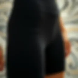 Close-up of black spandex biker shorts showcasing the fabric's texture