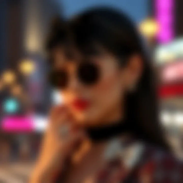 Fashion-Forward Outfit with Bow Nail Charms Fashion-forward outfit paired with bow nail charms