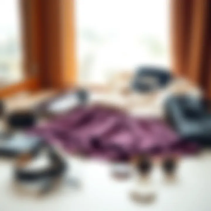 Accessorizing with Style Accessories complementing a casual skirt and top set on a dressing table