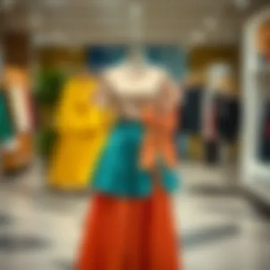 Color Coordination in Fashion An elegant color-coordinated casual skirt and top set on a chic display