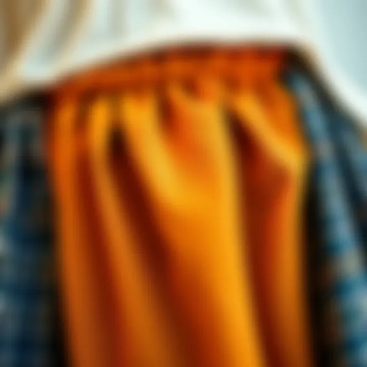 Textural Variety of Fabrics Close-up of fabric textures of a stylish skirt and top set