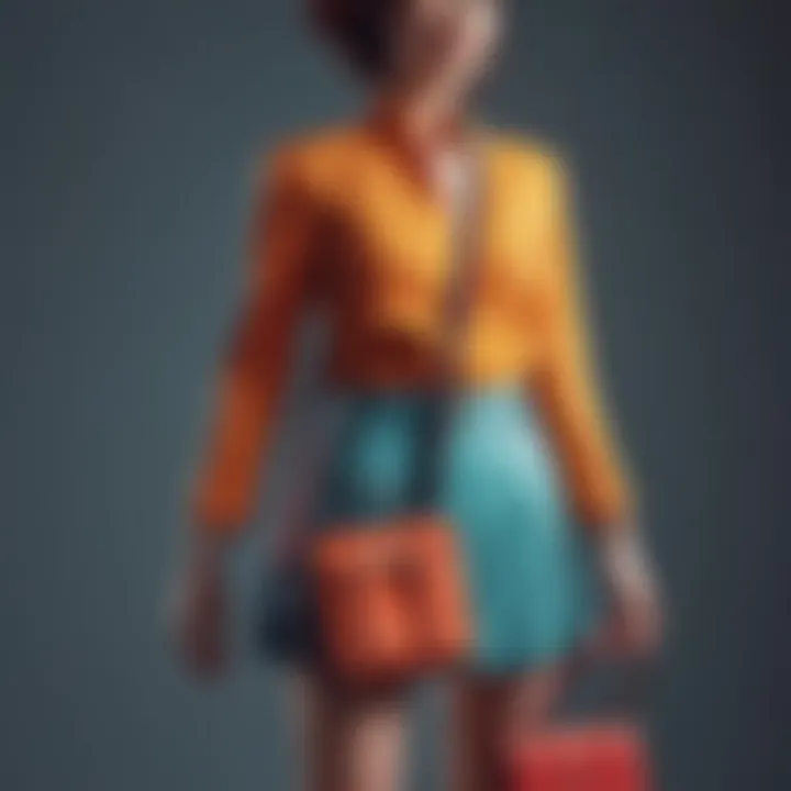 Fashionable individual styling a color block handbag with an elegant outfit