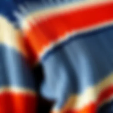 Intricate Knitting Patterns in Colorblock Striped Sweaters Close-up of intricate knitting patterns in a colorblock striped sweater, highlighting the texture and craftsmanship.