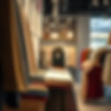 Eco-friendly fabric options displayed in a boutique